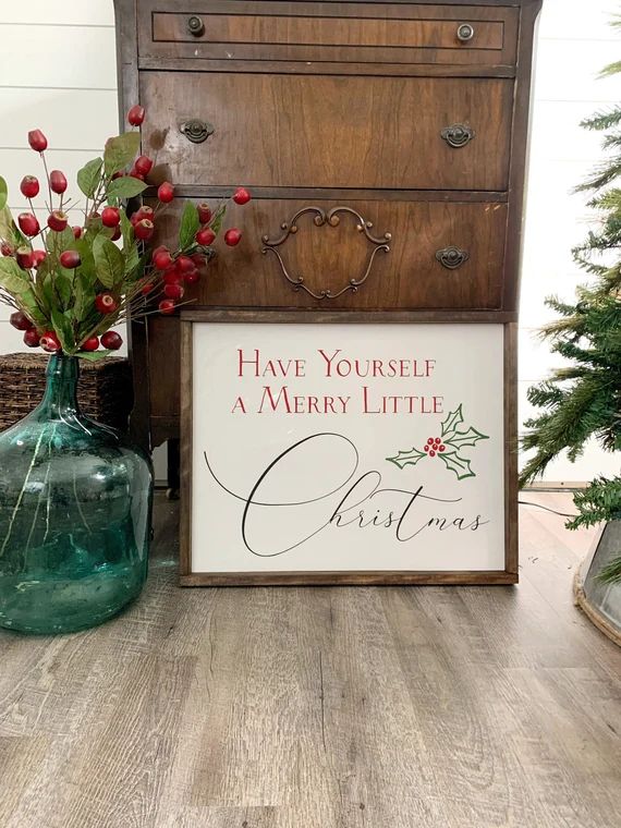 Have Yourself a Merry Little Christmas wood sign. Mistletoe sign. Farmhouse Christmas decor. Holi... | Etsy (US)
