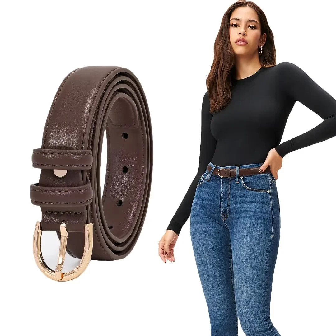 JASGOOD Women's Leather Belts for Dresses Jeans Pants Ladies Dark Brown Belt - Walmart.com | Walmart (US)