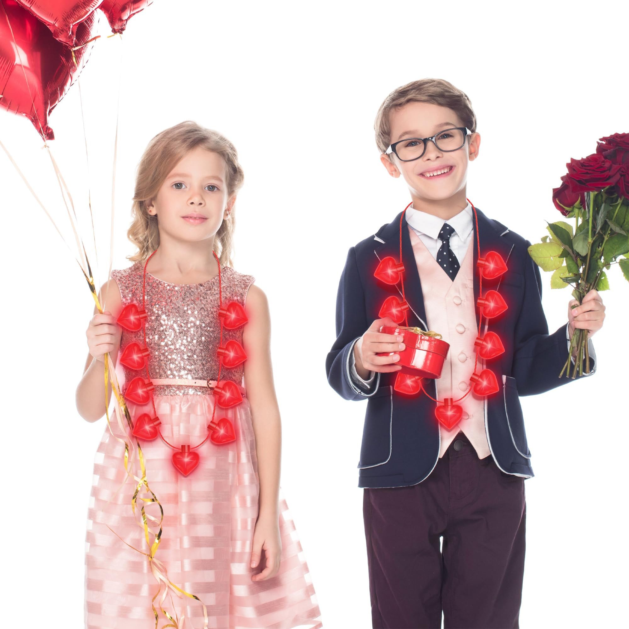 Valentines Necklace Accessories, 3PCS Light up Heart Necklace Accessories, 3 Modes Valentines Hea... | Amazon (US)