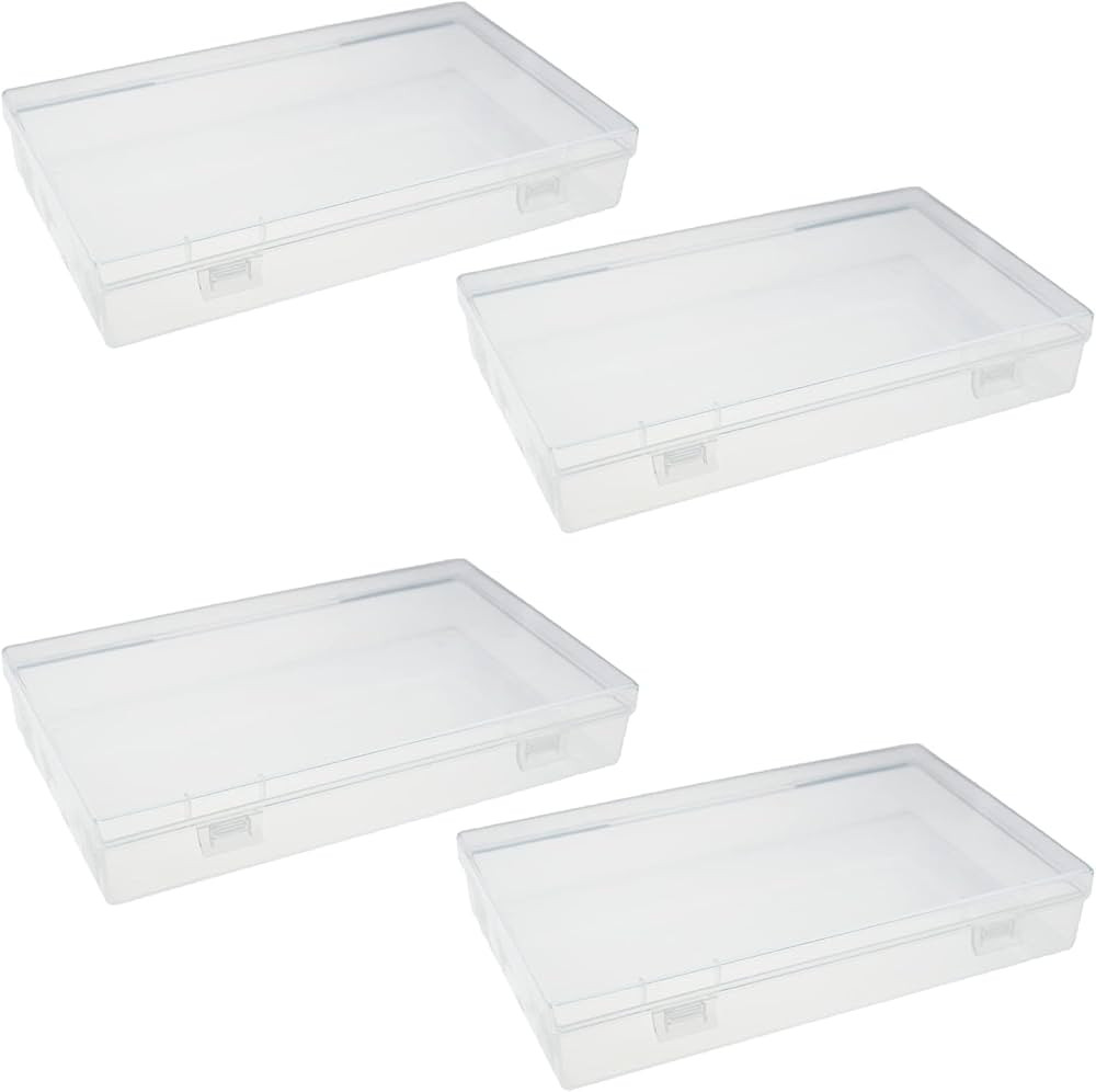 Thintinick 4 Pack Rectangular Clear Plastic Storage Containers Box with Hinged Lid for Beads and ... | Amazon (US)