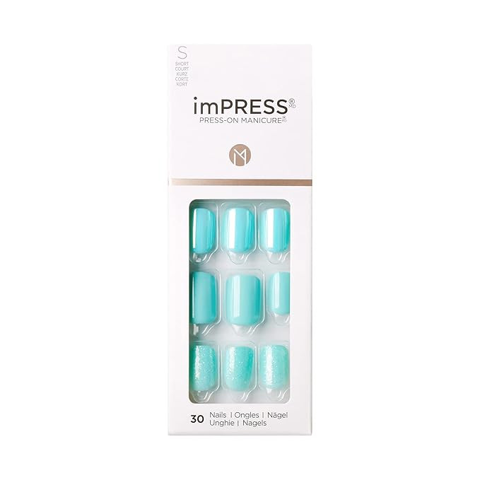 KISS imPRESS Press-On Manicure, Nail Kit, PureFit Technology, Short Press-On Nails, Rain Check, I... | Amazon (US)