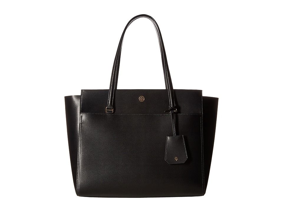 Tory Burch - Parker Tote (Black/Cardamom) Tote Handbags | Zappos