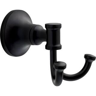 Chamberlain Double Towel Hook Bath Hardware Accessory in Matte Black | The Home Depot