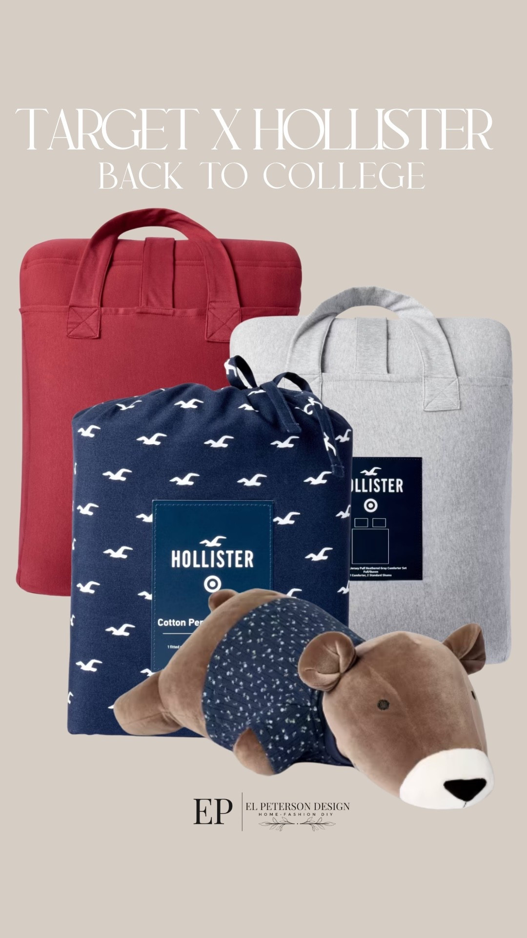 #AD We found the cutest bedding essentials from the Hollister Collection at Target 😍, and they’re perfect for making any dorm feel cozy, comfortable, and a home away from home. Loving the soft comforter and sheet set to the comfiest pillows and hooded throw blanket, these are the pieces you’ll want to send off with your child to college so they can rest comfortably after long days on campus.

If you’ve been eyeing this collection, don’t wait—it’s the last chance to shop before it sells out!

Because the year everything changes deserves a space that feels like home. 

@Target #TargetPartner #Target
@Shop.LTK #liketkit

Target x Hollister 
Back to College
Sheet set
Comforter set
Plushie