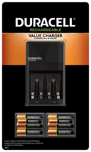 Duracell Ion Speed 1000 Battery Charger for AA and AAA batteries, Includes 6 AA and 2 AAA Pre-Cha... | Amazon (US)