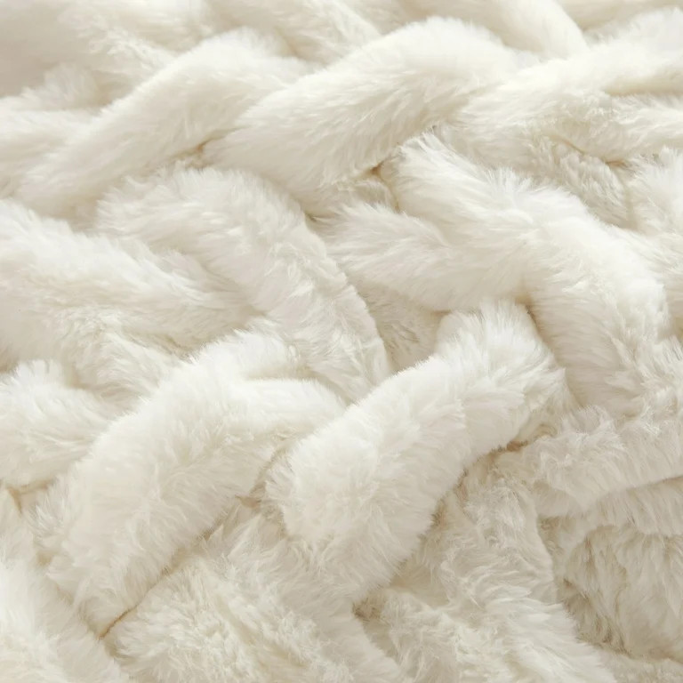 Sofia Home Braided Faux Fur 20" x 20" Ivory Decorative Pillow by Sofia Vergara | Walmart (US)