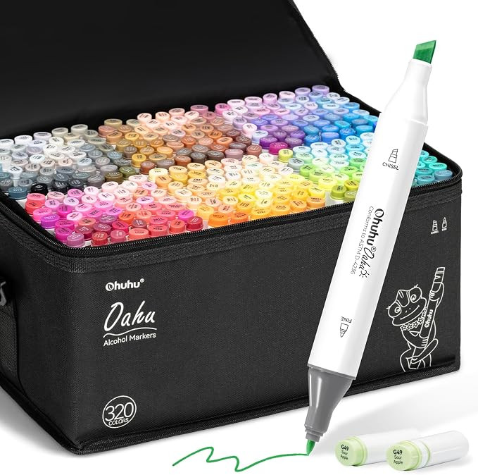 Ohuhu Alcohol Markers 320 Colors - Chisel & Fine Double Tipped Art Markers for Artists Adults Col... | Amazon (US)