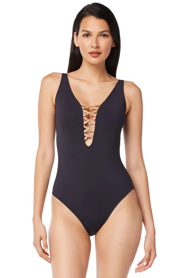 Let's Get Knotty Lace Down Premium One-Piece Swimsuit | Bleu Rod Beattie