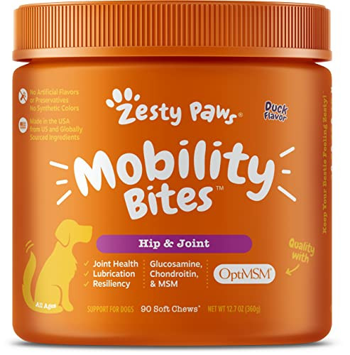 Mobility Bites for Dogs, Hip and Joint, All Ages, Duck, 90 Soft Chews, 12.7 oz (360 g), Zesty Paws Discontinued Listing DO NOT Buy | Amazon (US)