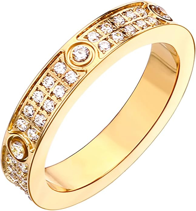 Love Rings with Gold Plated for Women Teen Girls Friendship Rings CZ Stainless Steel Gold/Silver ... | Amazon (US)