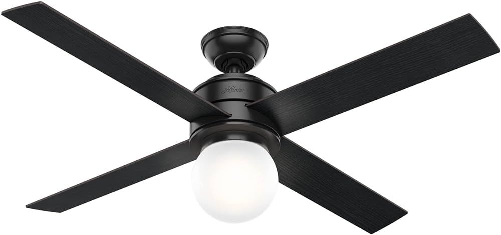 Hunter Fan Company, 59321, 52 inch Hepburn Matte Black Ceiling Fan with LED Light Kit and Wall Co... | Amazon (US)