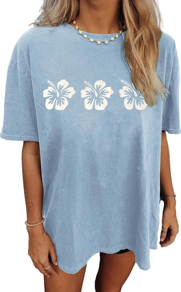Womens Oversized Tshirt Flower Graphic Tees Nashville Music Short Sleeve Shirts Summer Casual Loo... | Amazon (US)