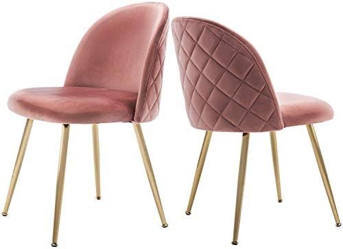 Chairus Pink Chairs, Velvet Dining Chair, Upholstered Vanity Chairs, Mid Century Makeup Chair wit... | Amazon (US)