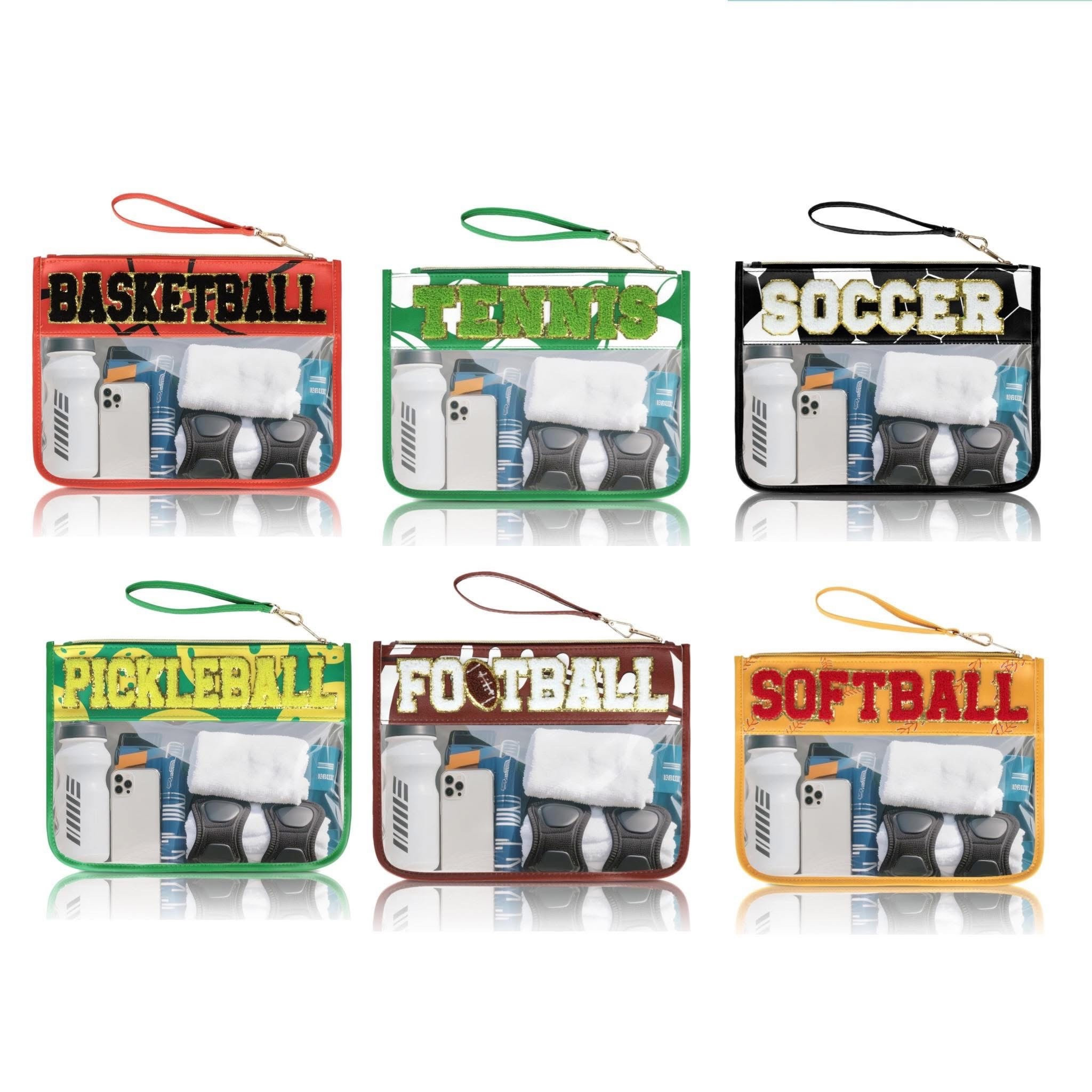 ✨ Game Day Ready ✨ 
Clear stadium-approved wristlet bags with a sporty twist 🏈🎾⚽️ Whether you’re cheering for football, basketball, soccer, softball, tennis, or even pickleball, these bags keep your essentials (phone, keys, water, snacks) organized and stylish. Each bag comes with a secure wrist strap, bold varsity lettering, and plenty of room for game-day must-haves.

Perfect for stadium events, tournaments, or practice days — pick your sport and show up ready to cheer in style! 🙌 #GameDayBag #StadiumApproved #SportsMomLife #AmazonFinds #LTKFinds