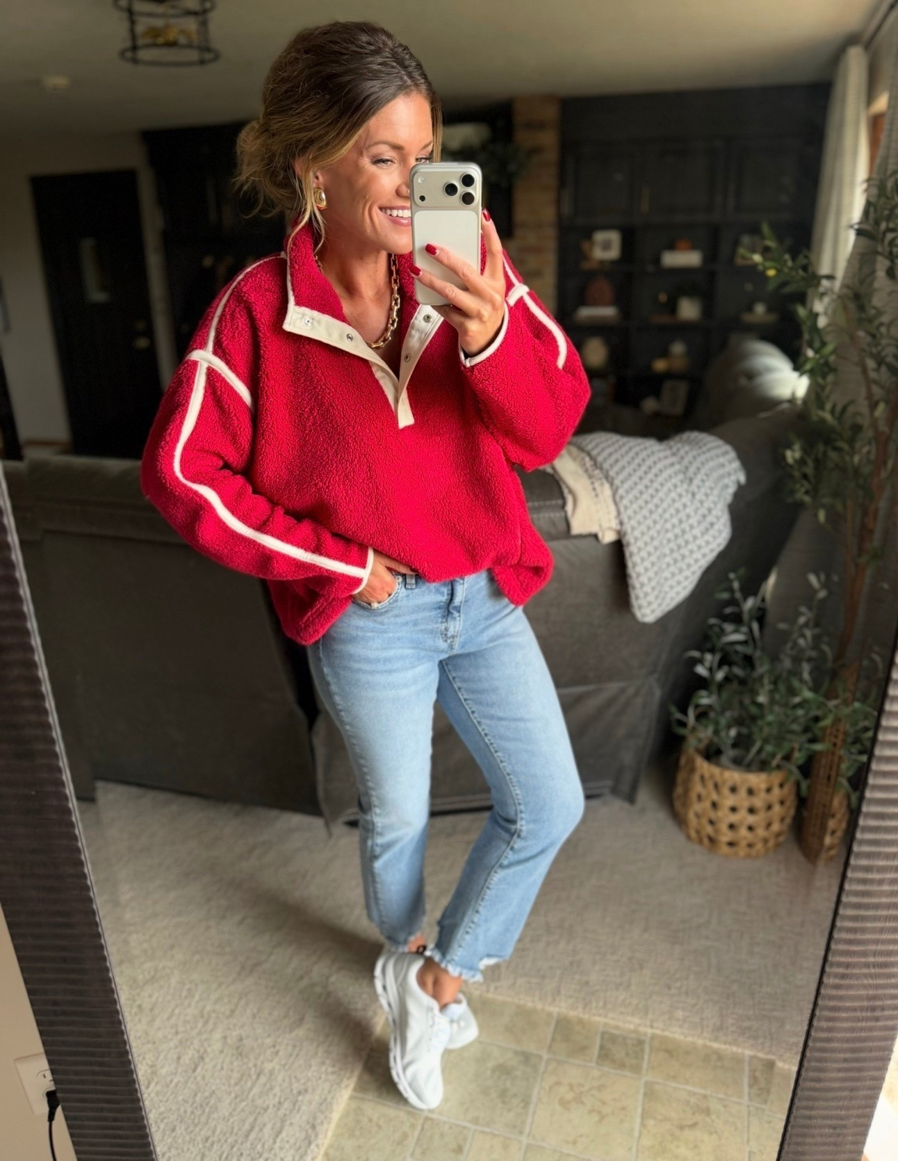 The coziest, roomy Sherpa. 
Wearing size 0X
Jeans/6

#LTKStyleTip #LTKSeasonal