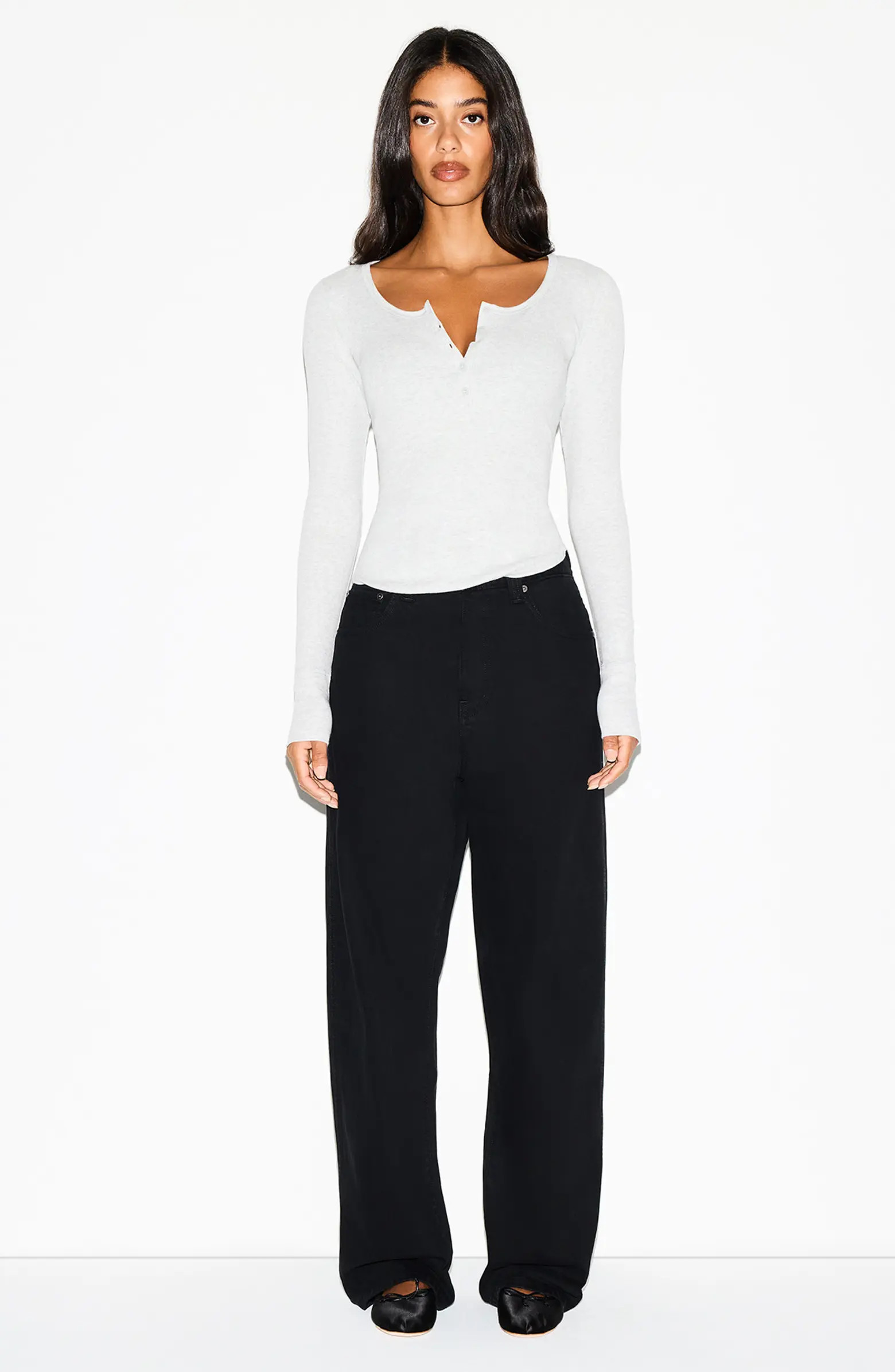 Cotton RIb Scoop Neck Henley | Nordstrom