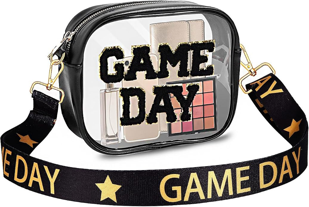 Game Day Clear Bag for Stadium Events with Letter Patches Stadium Approved Clear Crossbody Purse ... | Amazon (US)