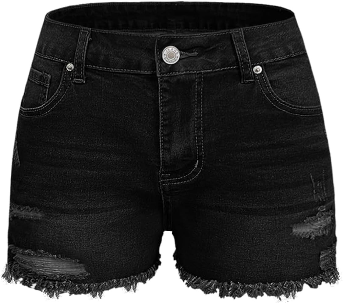 Women's Ripped Jeans High Waist Stretch Skinny Jean Destroyed Denim Plus Size Shorts for Women | Amazon (US)