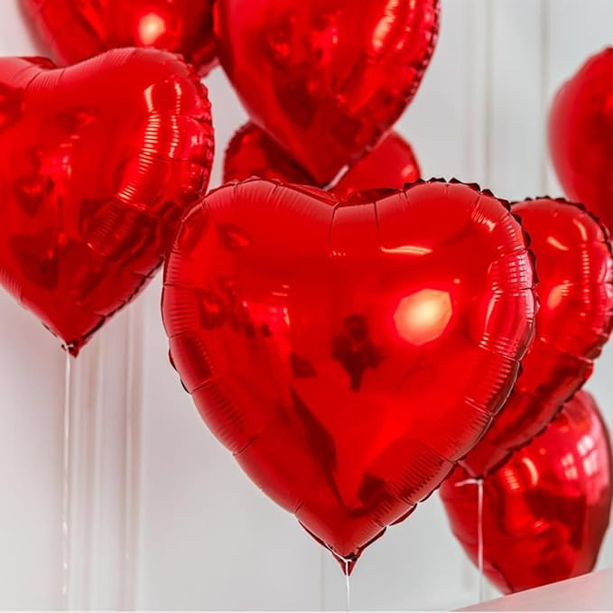20Pcs Red Heart Balloons 18 inch Foil Heart Shaped Balloons Large Valentines Balloons Helium Supp... | Amazon (US)