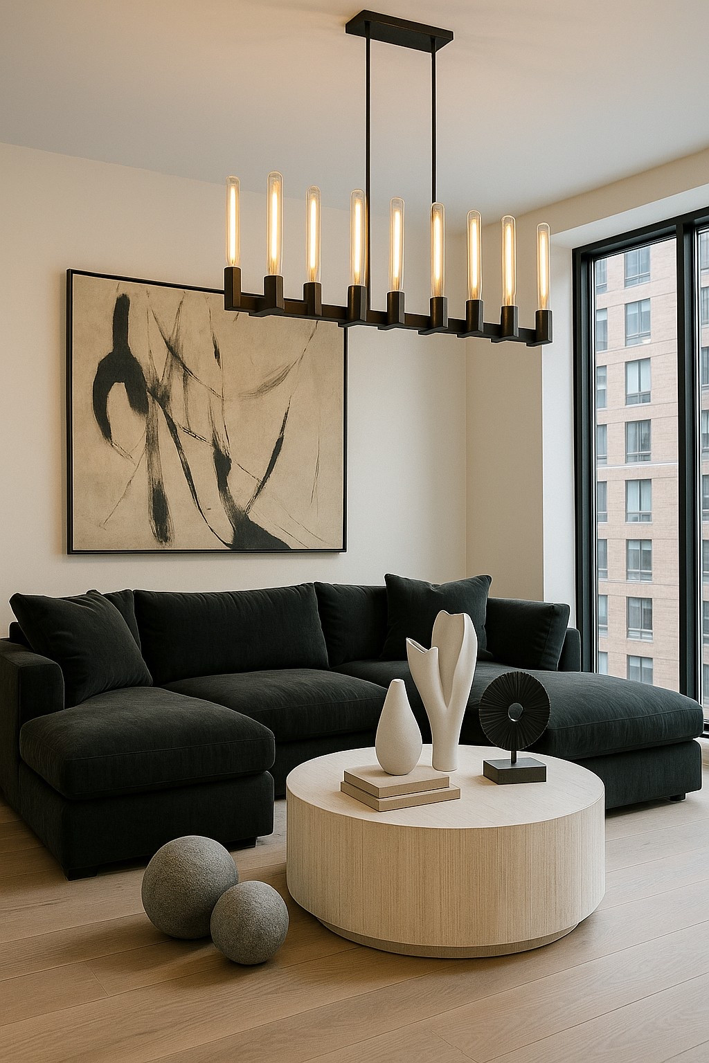 Neutral and modern aesthetic living room Inspo 

RH Inspired // linear chandelier modern // round coffee table // abstract wall art // Amazon home finds // designer look for less home 

#LTKSaleAlert #LTKStyleTip #LTKHome