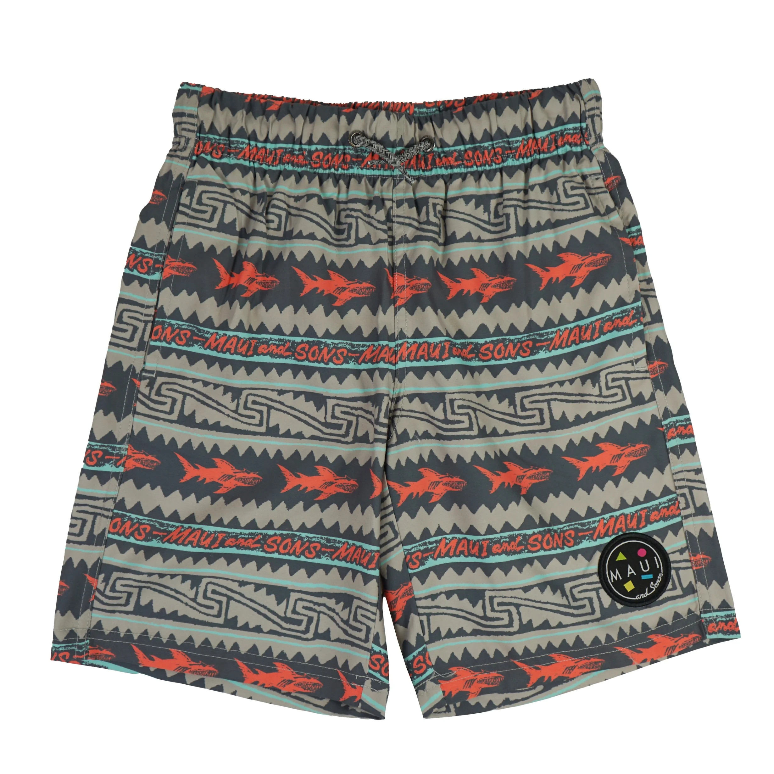 Maui and Sons Boys Swim Shorts, El Sharko Pool Trunks, Deep Coral, Quick-Dry Surf Bottoms - Walma... | Walmart (US)