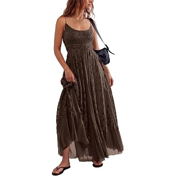 Gacaky Summer Dress for Women Casual Lace Floral Embroidered Bohemian Maxi Dress Flowy A Line Bea... | Amazon (US)