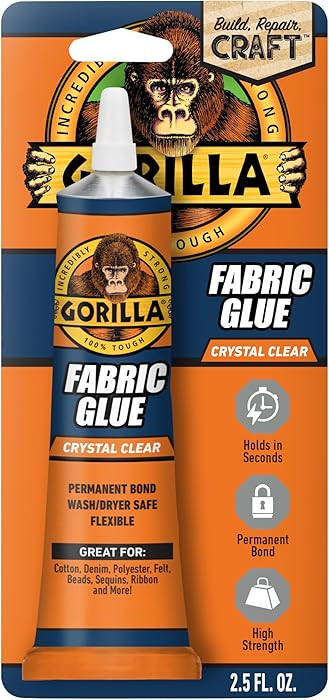 Gorilla Waterproof Fabric Glue 2.5 Ounce Tube, Clear, (Pack of 1) | Amazon (US)