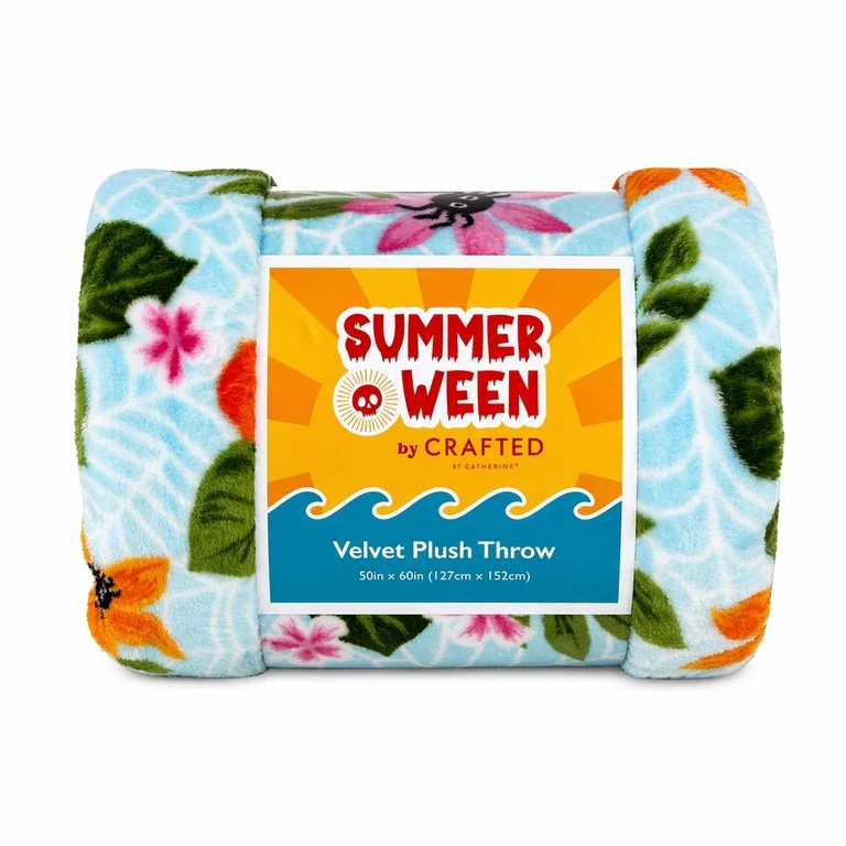 Summerween Oversize Super Soft Plush Throw Blankets, Summer Patio Pool Halloween Throws, FLORAL | Walmart (US)