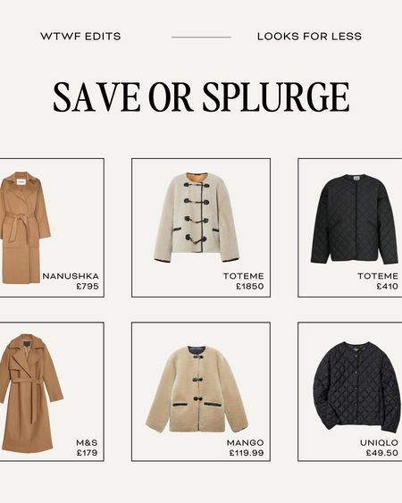 Save or splurge - get the look for less! 

Nanushka coat, M&S, toteme, mango, Uniqlo, coat, outerwear 

#LTKstyletip #LTKSeasonal #LTKeurope