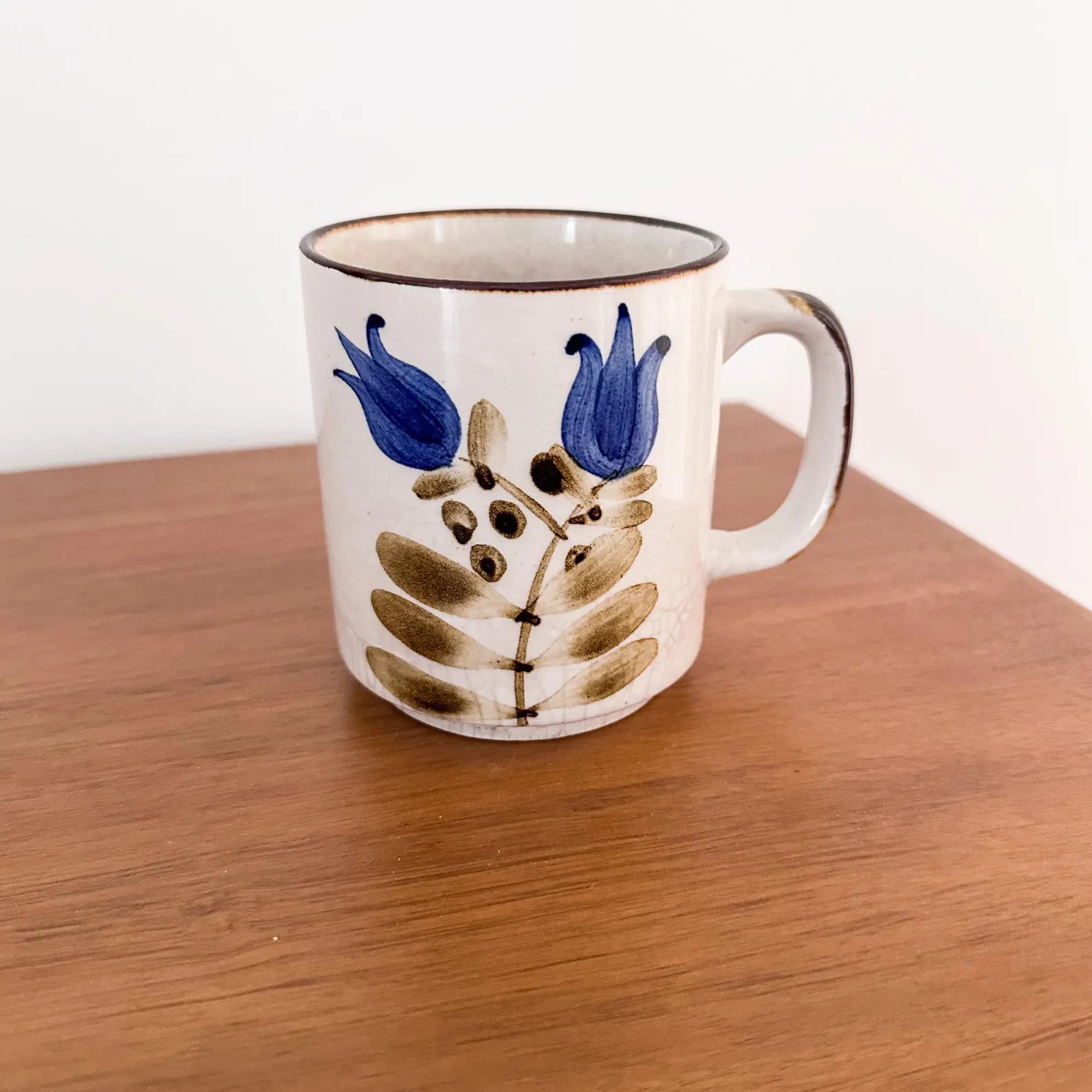 Vintage Stoneware Mug | Hand-painted Blue Tulip Floral | Cottagecore Retro Kitchen - Etsy | Etsy (Global)