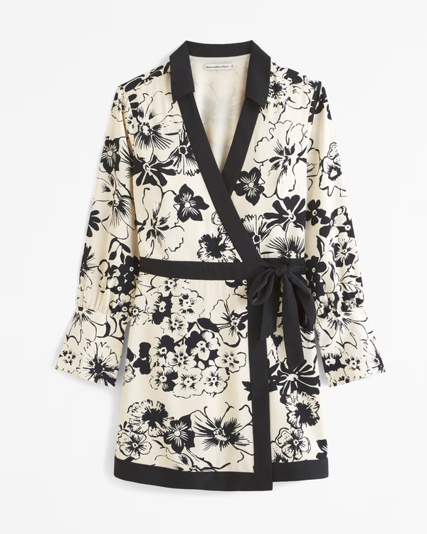 Long-Sleeve Wrap Mini Dress | Abercrombie & Fitch (US)
