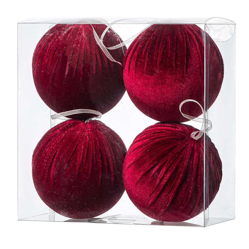 4-Count Red Fabric Ornaments, 3.9" | At Home