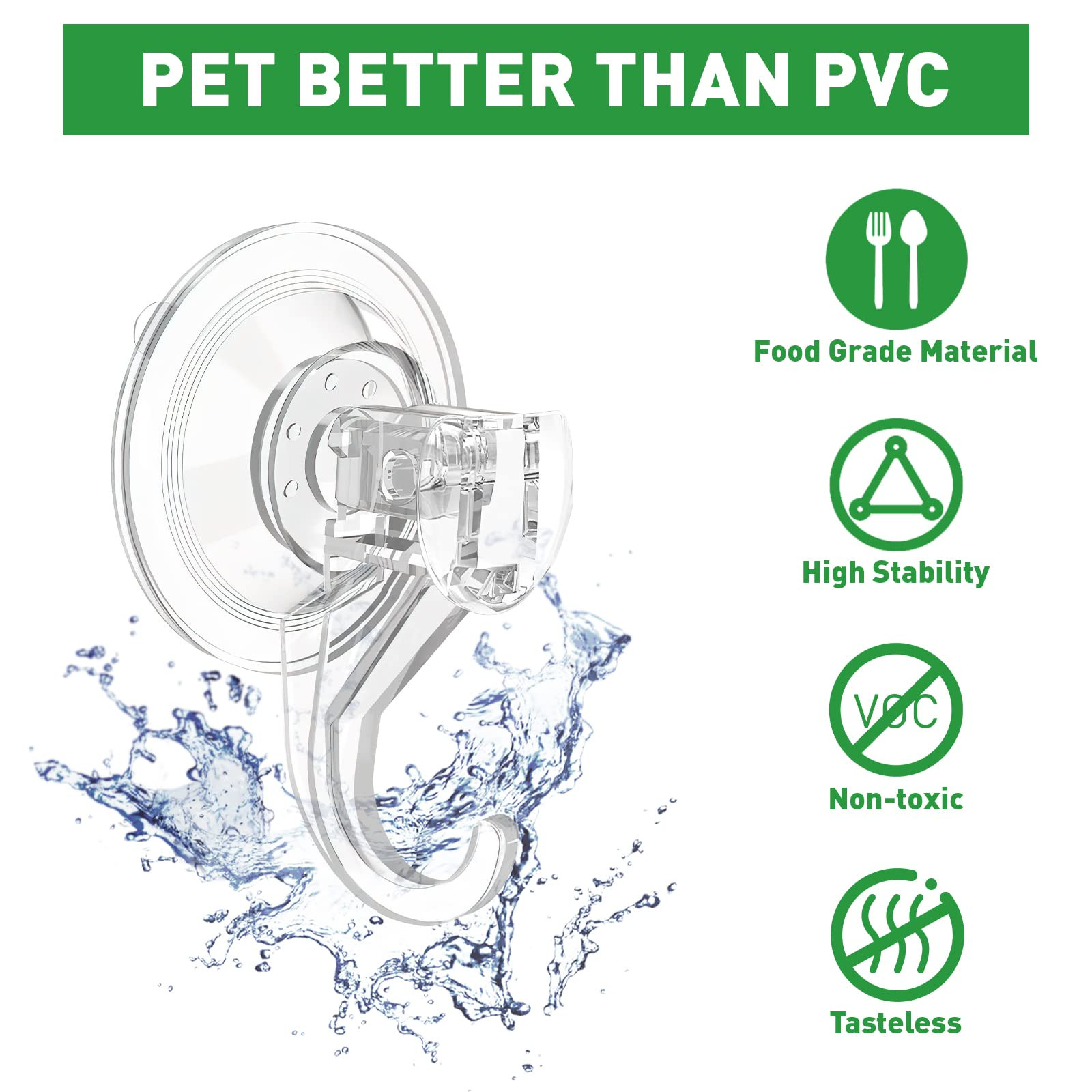 Suction Cup Hooks for Shower, Large Clear Heavy Duty Suction Cup Hooks, Wreath Hangers for Front ... | Amazon (US)