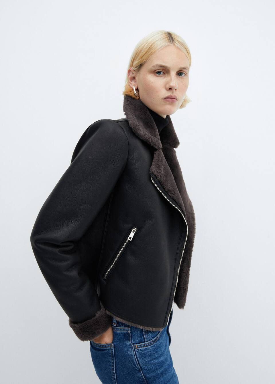 Faux shearling-lined jacket | MANGO (US)