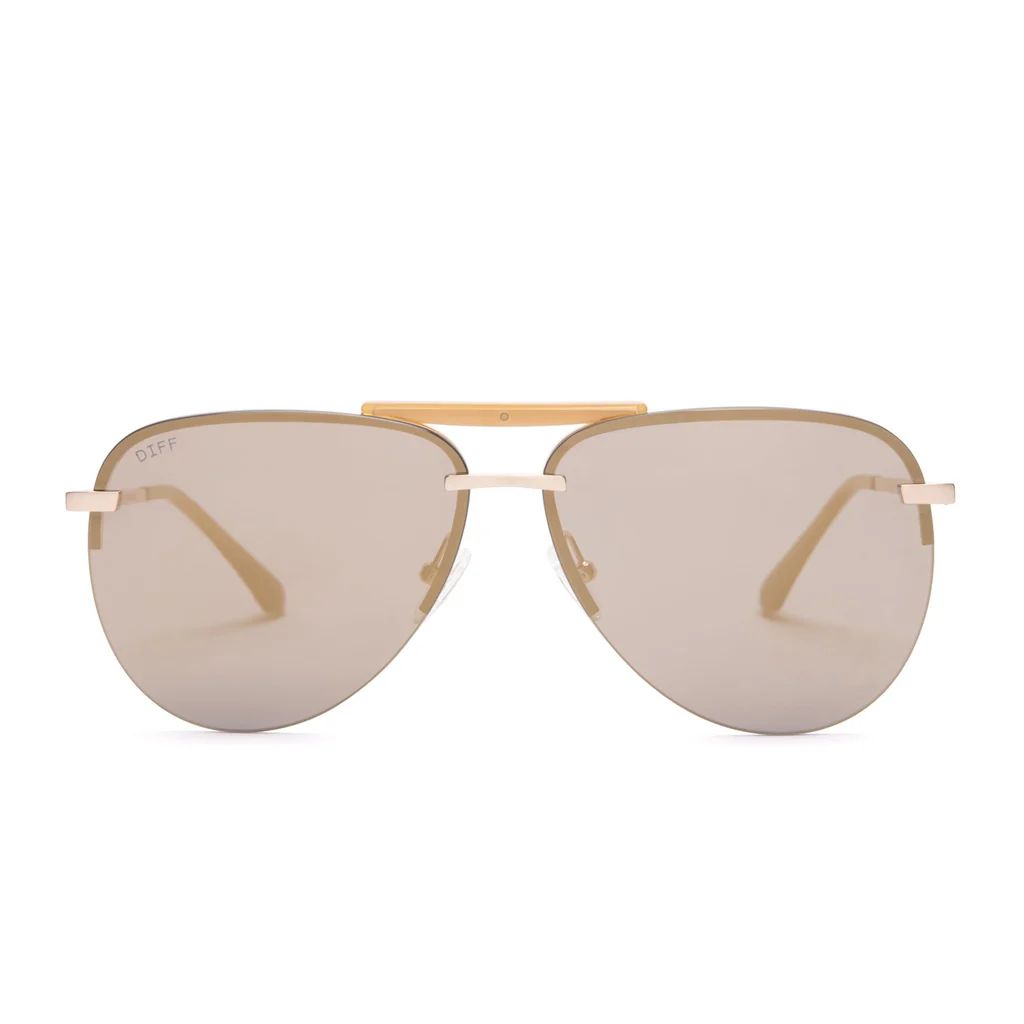 COLOR: brushed gold   gold mirror sunglasses | DIFF Eyewear