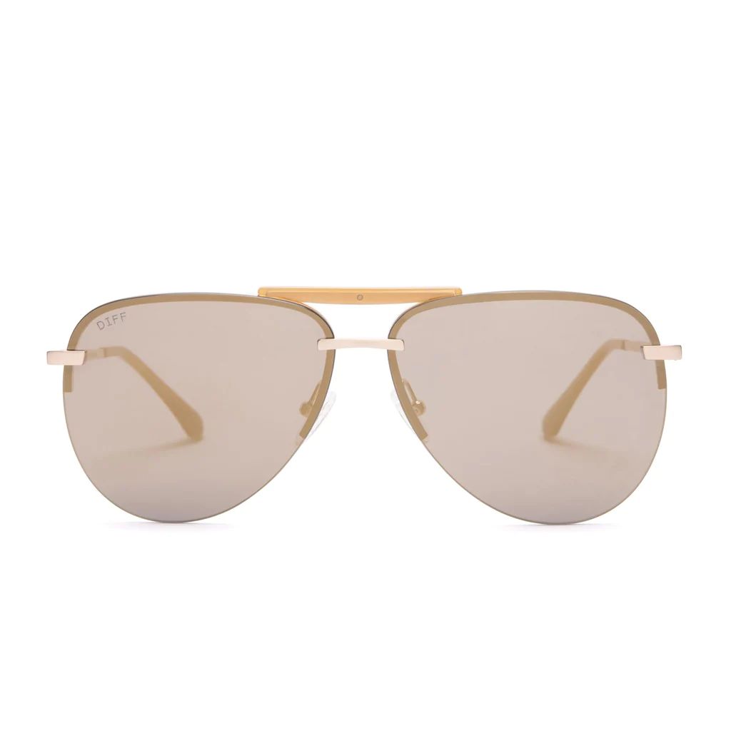 COLOR: brushed gold   gold mirror sunglasses | DIFF Eyewear