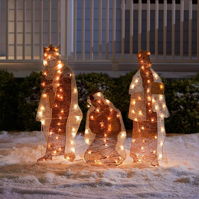 BrylaneHome Crystal Splendor Outdoor Scenes Christmas Decoration, Wise Men Multicolored | Amazon (US)