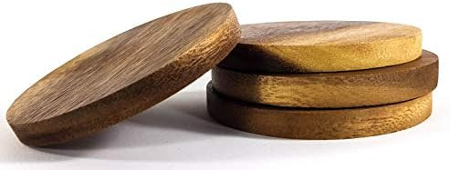 Kevin Home Round Natural Acacia Wood Stackable Coaster, 4 inches diameter, heat resistant reusabl... | Amazon (US)