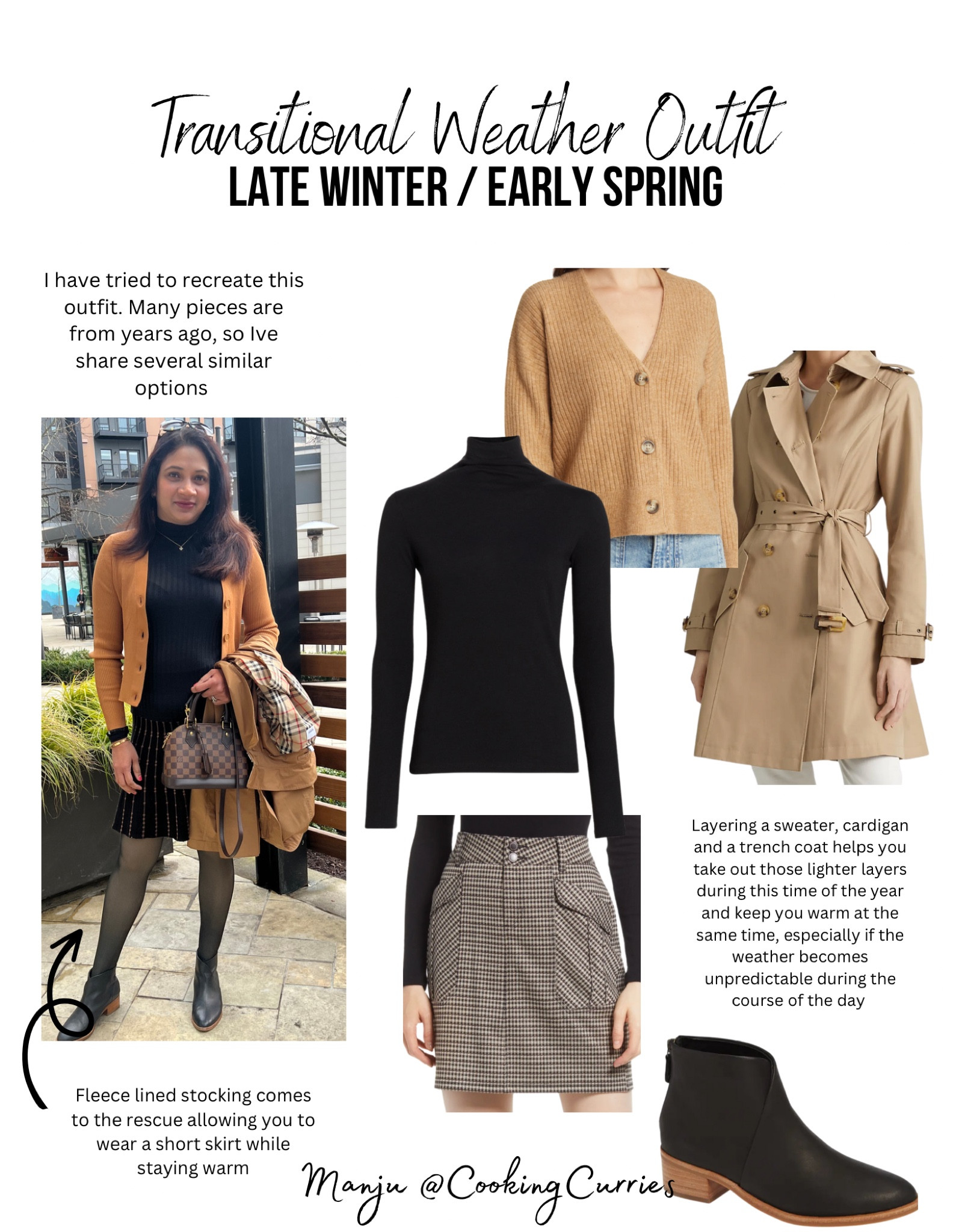 A transitional outfit for late winter or early spring.
The Burberry trench I have is not available in that color and I have linked the same in black. The cardigan is also in a slightly different color but same brand. 
I have added several other options that will go together to put together an outfit like this one.

#LTKFind #LTKstyletip #LTKSeasonal