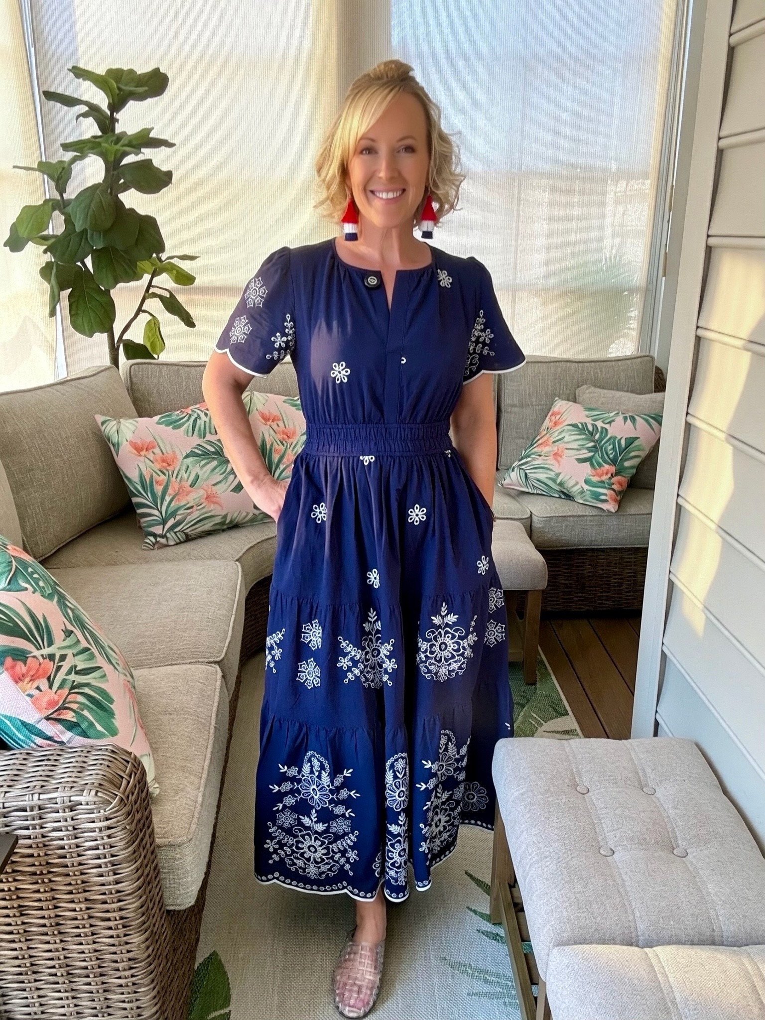 I’m loving this patriotic look leading up to the holiday weekend! This PrettyGarden dress features the prettiest embroidery along with a flattering fit and pockets! I paired this dress with my favorite red, white and blue tassel earrings and these fun jelly slides for a fun outfit to celebrate the Fourth! My entire outfit is from Amazon and available at a great price. Shop my look ❤️🤍💙

#LTKootd #LTKSeasonal #LTKPetite