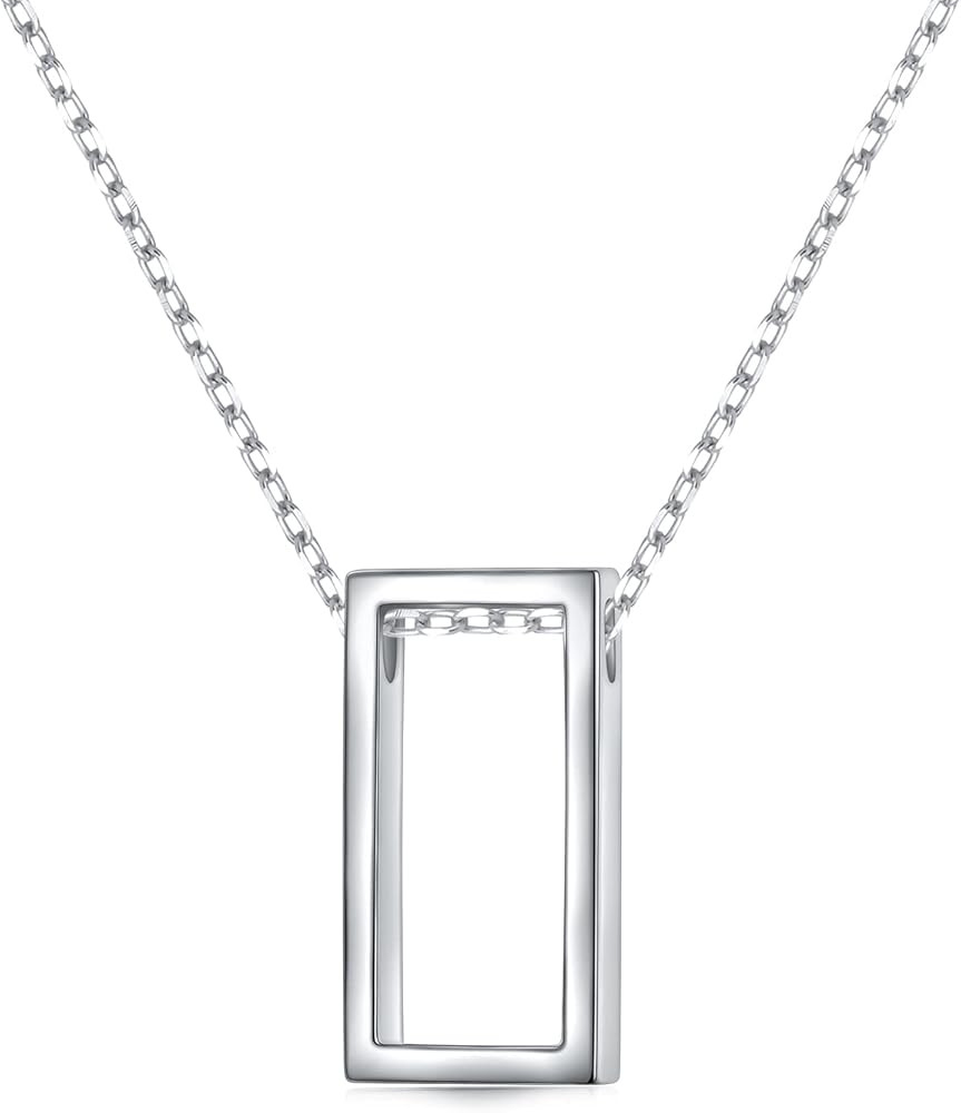 DAOCHONG 925 Sterling Silver Geometric Shapes Necklace Triangle/Rectangle/Rhombus/Circle Pendant ... | Amazon (US)