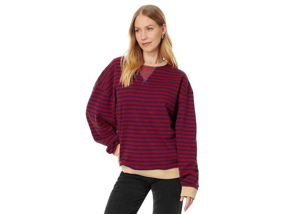 Free People Classic Striped Crew Women's Sweater Nautical Combo : XL (Women's 14), Cotton | Zappos