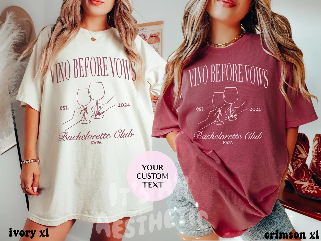 Vino Before Vows Bachelorette Shirt, Personalized Wine Bachelorette Party Tee, Comfort Colors, Cu... | Etsy (US)