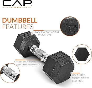 CAP Barbell Rubber Coated Dumbbell Weight Set with Vertical Rack | 100 lb, 150 lb, and 210 lb Opt... | Amazon (US)