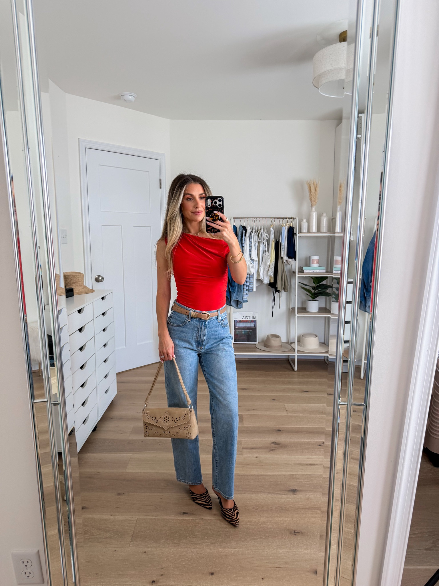 summer to fall date night outfit 
+ cherry red top: xs 
+ Farrah denim forum jeans: 24 (I’m 5’2) 
+ Ziger print kitten heels: true to size

#LTKootd #LTKPetite #LTKSaleAlert