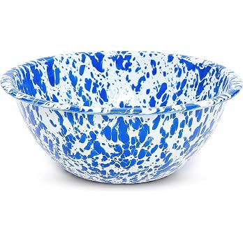 Crow Canyon Home Enamelware Serving Bowl, 1.5 quart, Blue/White Splatter (Single) | Amazon (US)