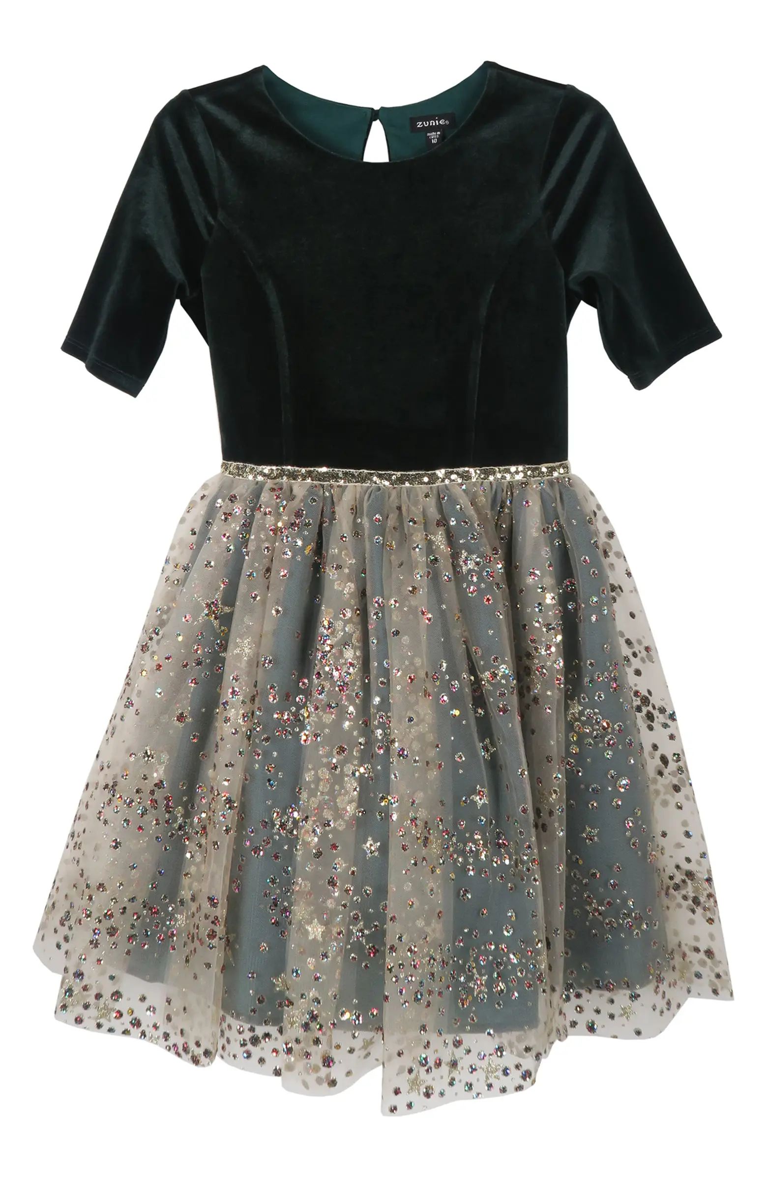 Zunie Velvet Bodice Sequin Tulle Dress | Nordstrom | Nordstrom