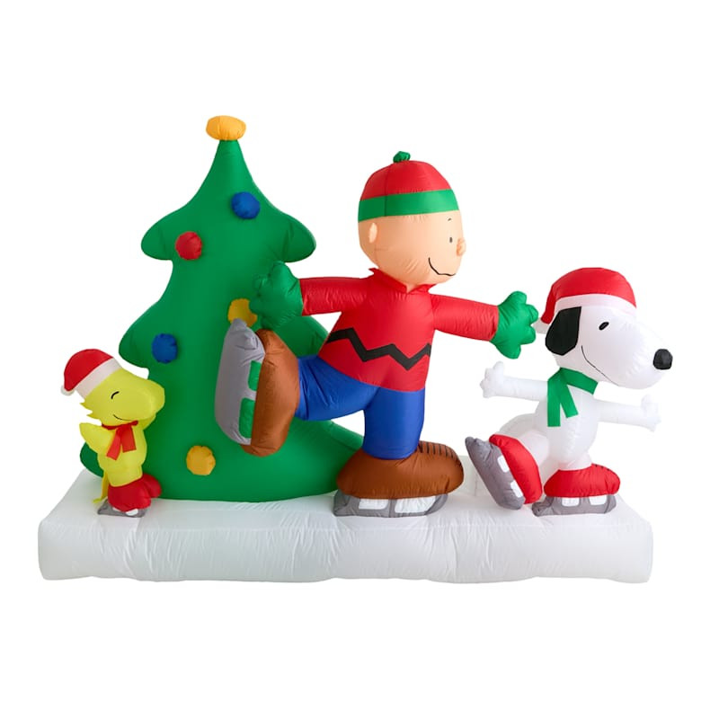 Peanuts Skating Scene Inflatable, 6.5', Red, Fabric, sold by At Home | At Home