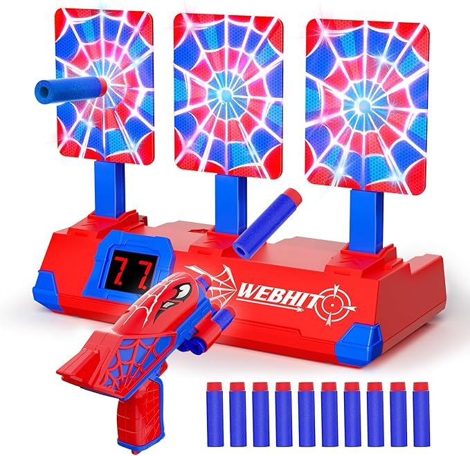 Shooting Toys for 3-12 Year Old Boys, Hero Styles with Glowing Web&Sounds,LCD Scoring and Auto Re... | Amazon (US)