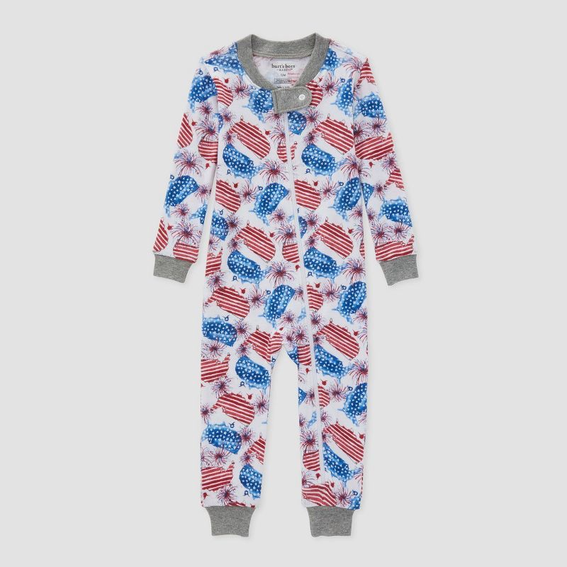 Burt's Bees Baby® Baby Boys' Americana Organic Cotton Snug Fit Pajama Jumpsuit - White | Target